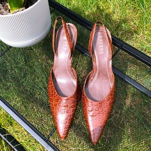 LRL Snake Print Kitten Heel Slingbacks